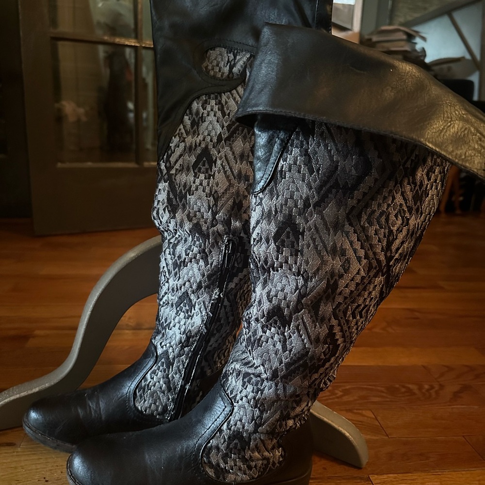 Over the knee embroidered boots
